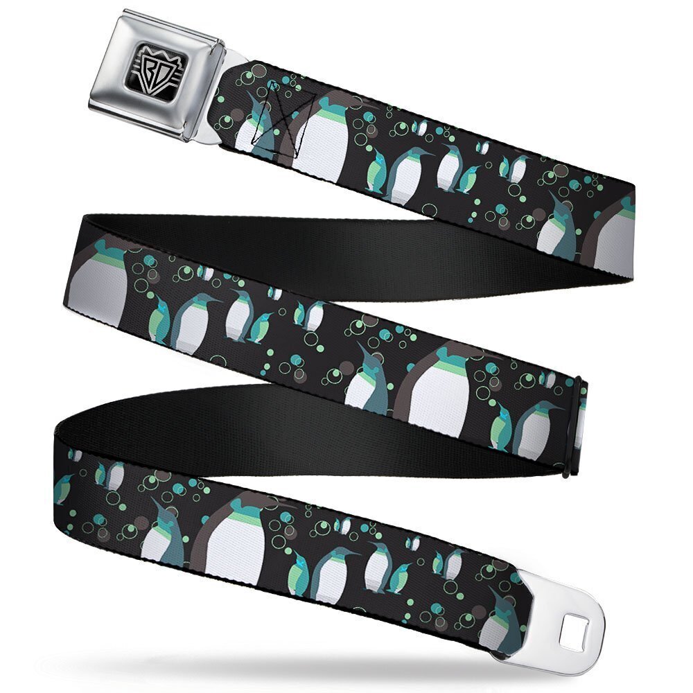 2809 Seatbelt Belt - Emperor Penguins w/Bubbles Black/Gray/Turqs - 1.5"